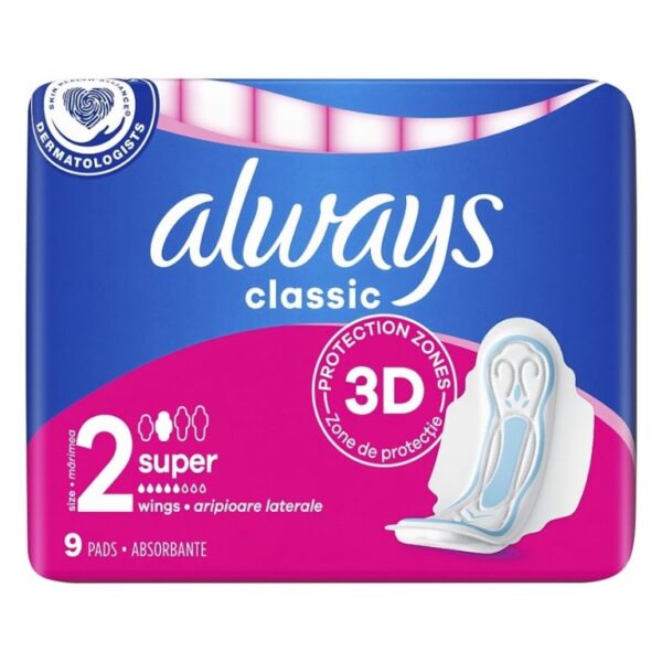 Always Classic Super Pad Size 2 1pk 9ct